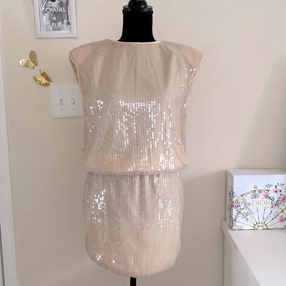gold dress pretty little thing Short Sequined Dress Rose Gold/Champagne – Prenda Mia